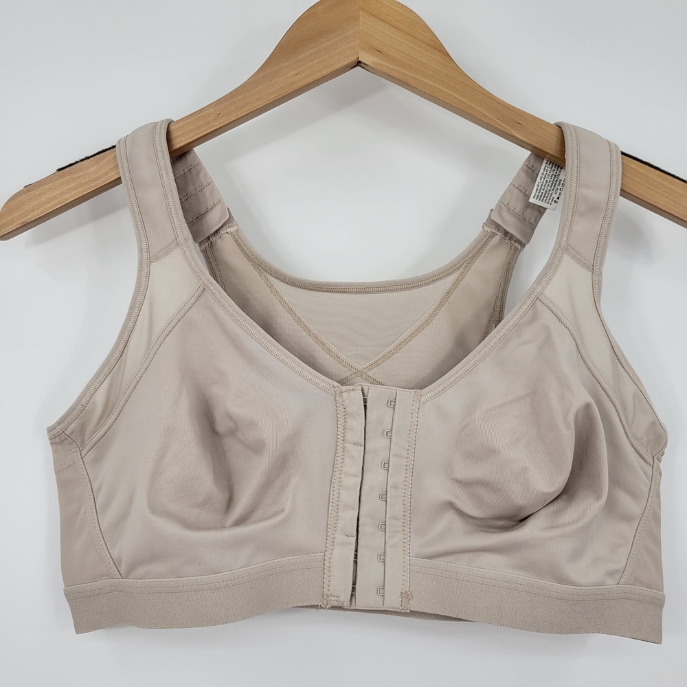 Leonisa Posture Corrector Wireless Bra Women 38 Beige Front Closure Post Surgery